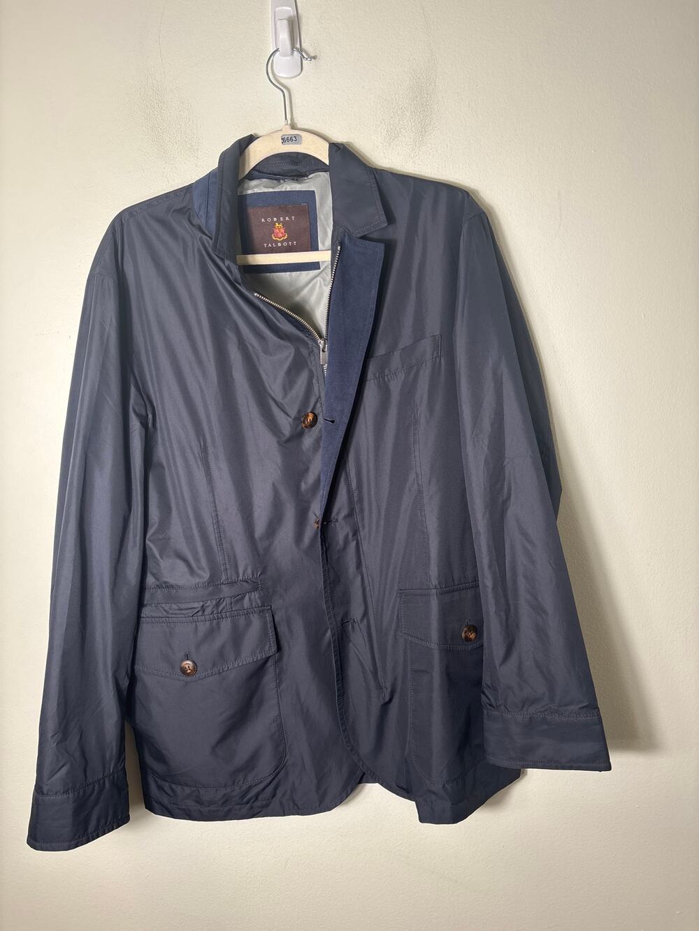 Mens Robert Talbott Navy Zip Up Wind Breaker Sz M